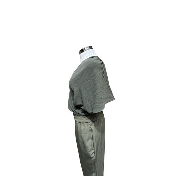 ZARA Olive Green Draped Wrap Front Blouse - Effortlessly Chic & Flattering Fit - Picture 3 of 4